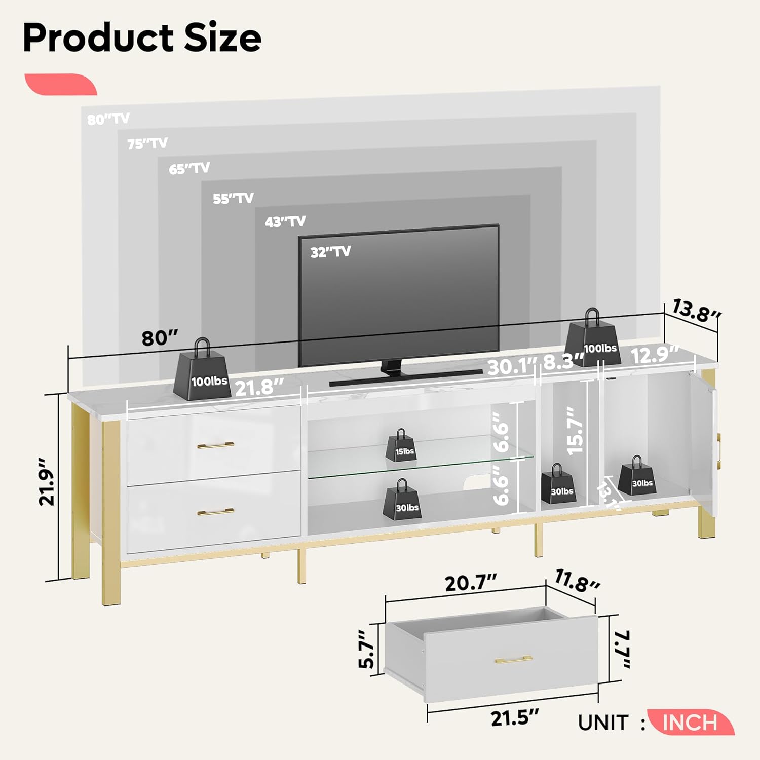 Gaming Console Tv Stand - TV Stand for 75/80/85 inch TVs,