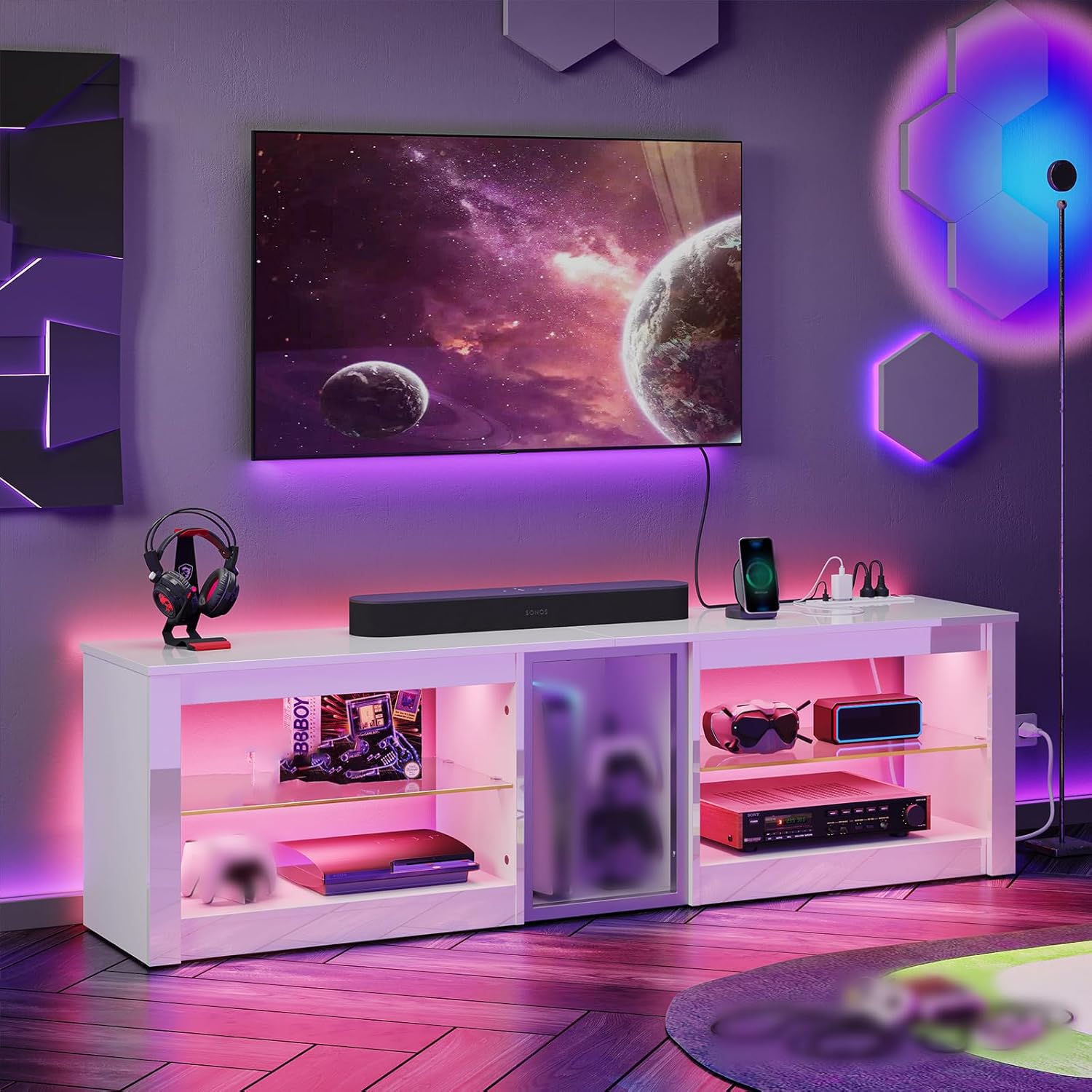 Gaming Console Tv Stand - High Gloss TV Stand for 70