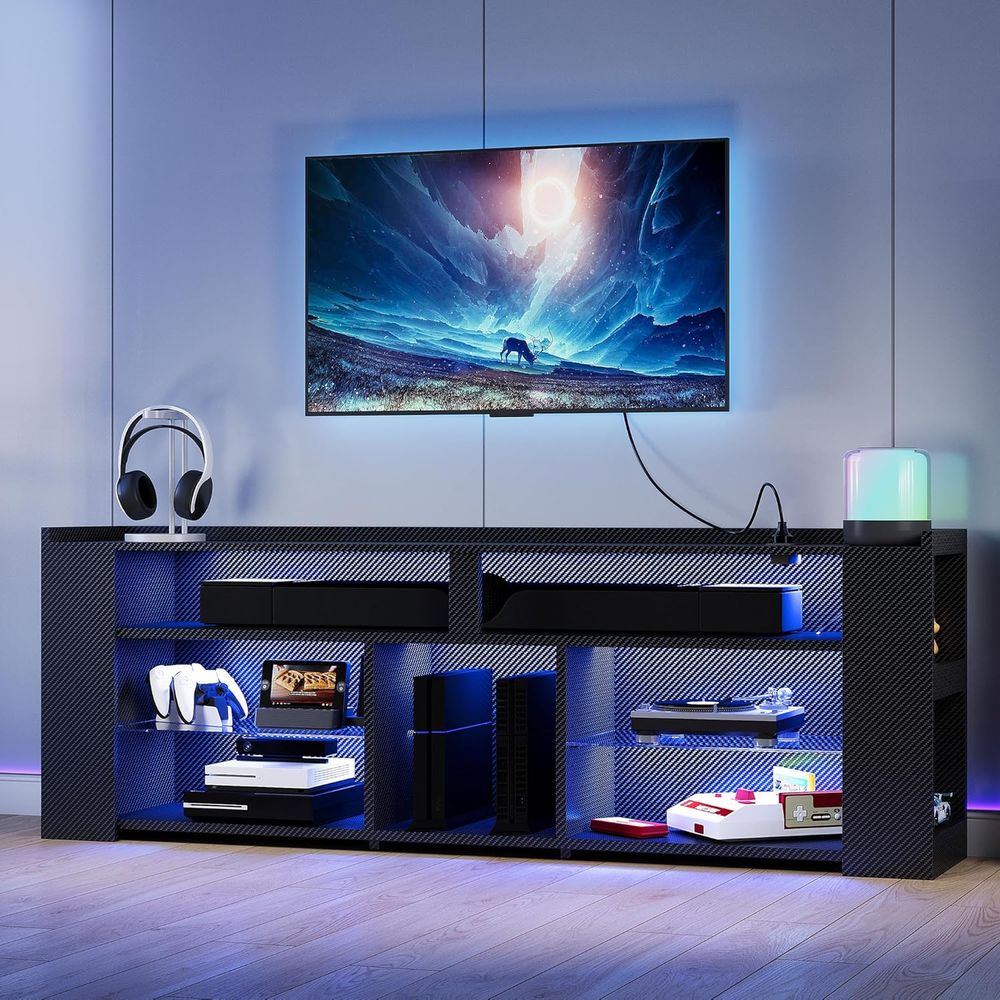 Gaming Console Tv Stand - 70.9 High Entertainment TV Stand with