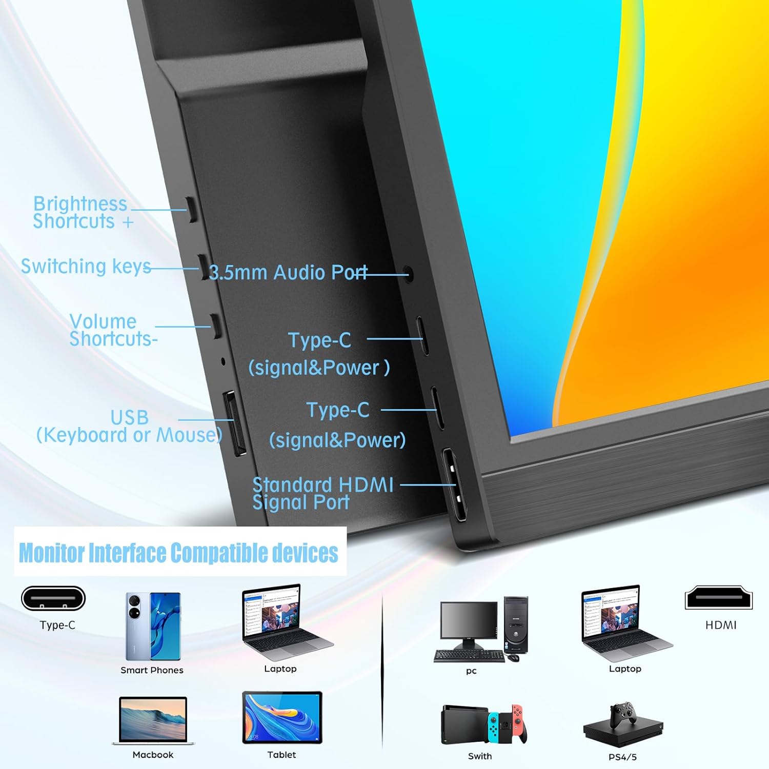 Portable Monitor 13.3Inch LED  - Gaming Console Options 리뷰 및 가격