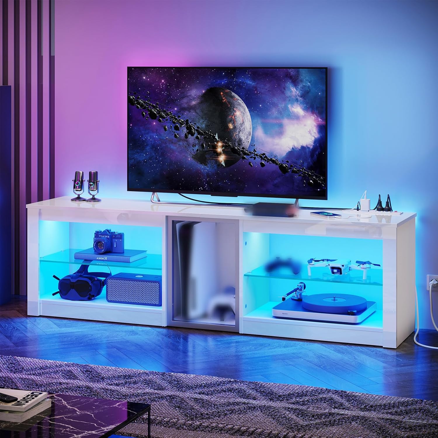 High Gloss TV Stand for 70 inc - Gaming Console Tv Stand 리뷰 및 가격