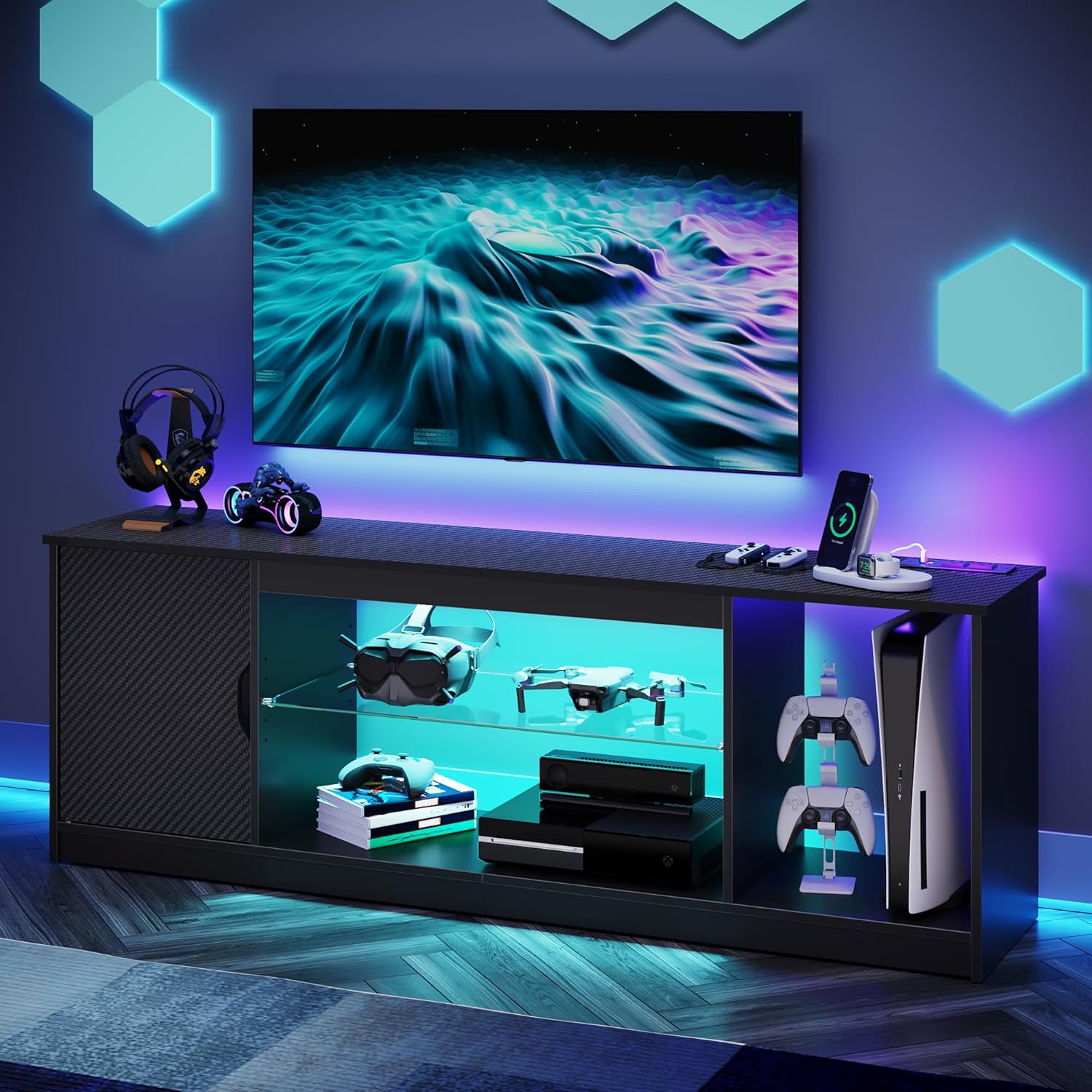 TV Stand with Power Outlets Ga - Gaming Console Tv Stand 리뷰 및 가격