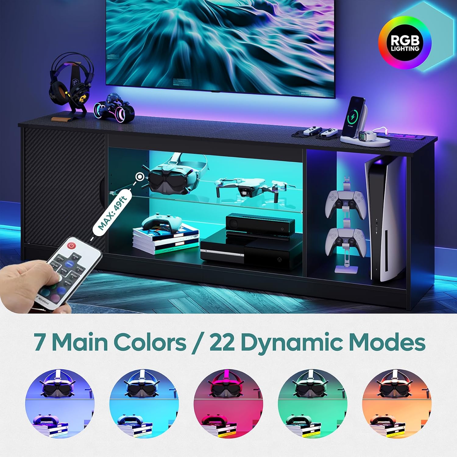TV Stand with Power Outlets Ga - Gaming Console Tv Stand 리뷰 및 가격