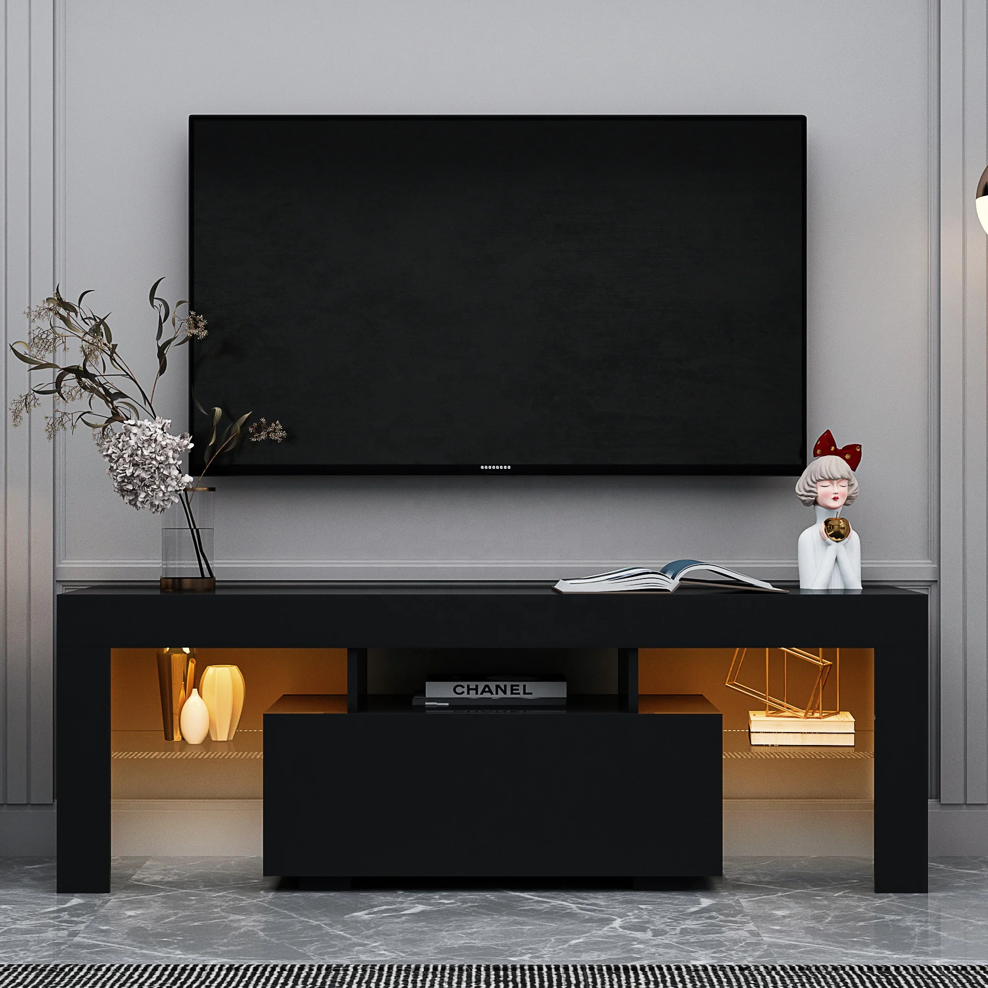 #Black TV Stand with LED RGB L - Gaming Console Tv Stand 리뷰 및 가격