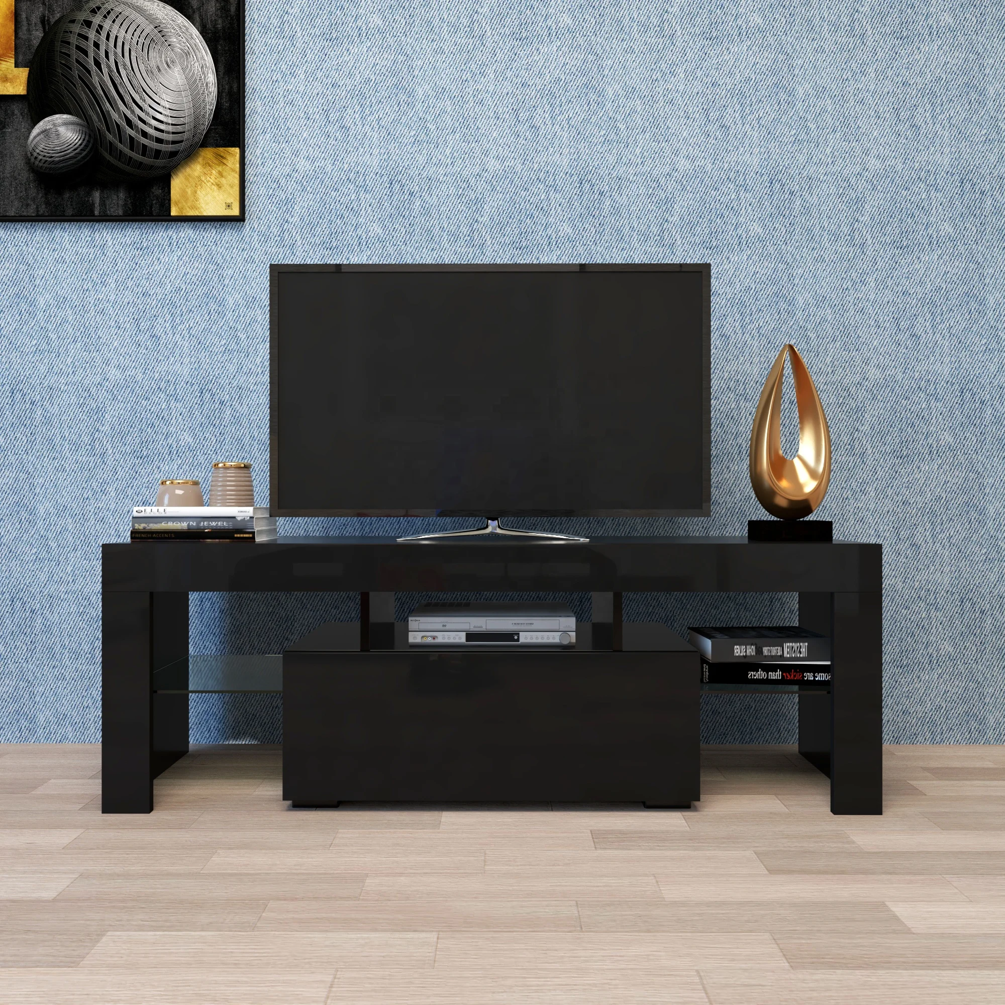 #Black TV Stand with LED RGB L - Gaming Console Tv Stand 리뷰 및 가격