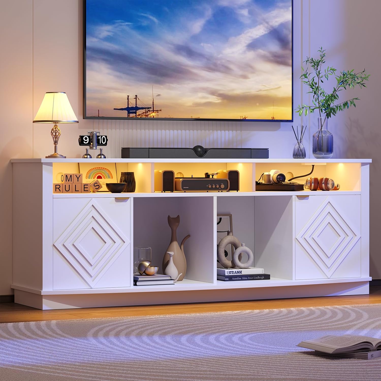 LED TV Stand for 80 Inch TV, E - Gaming Console Tv Stand 리뷰 및 가격