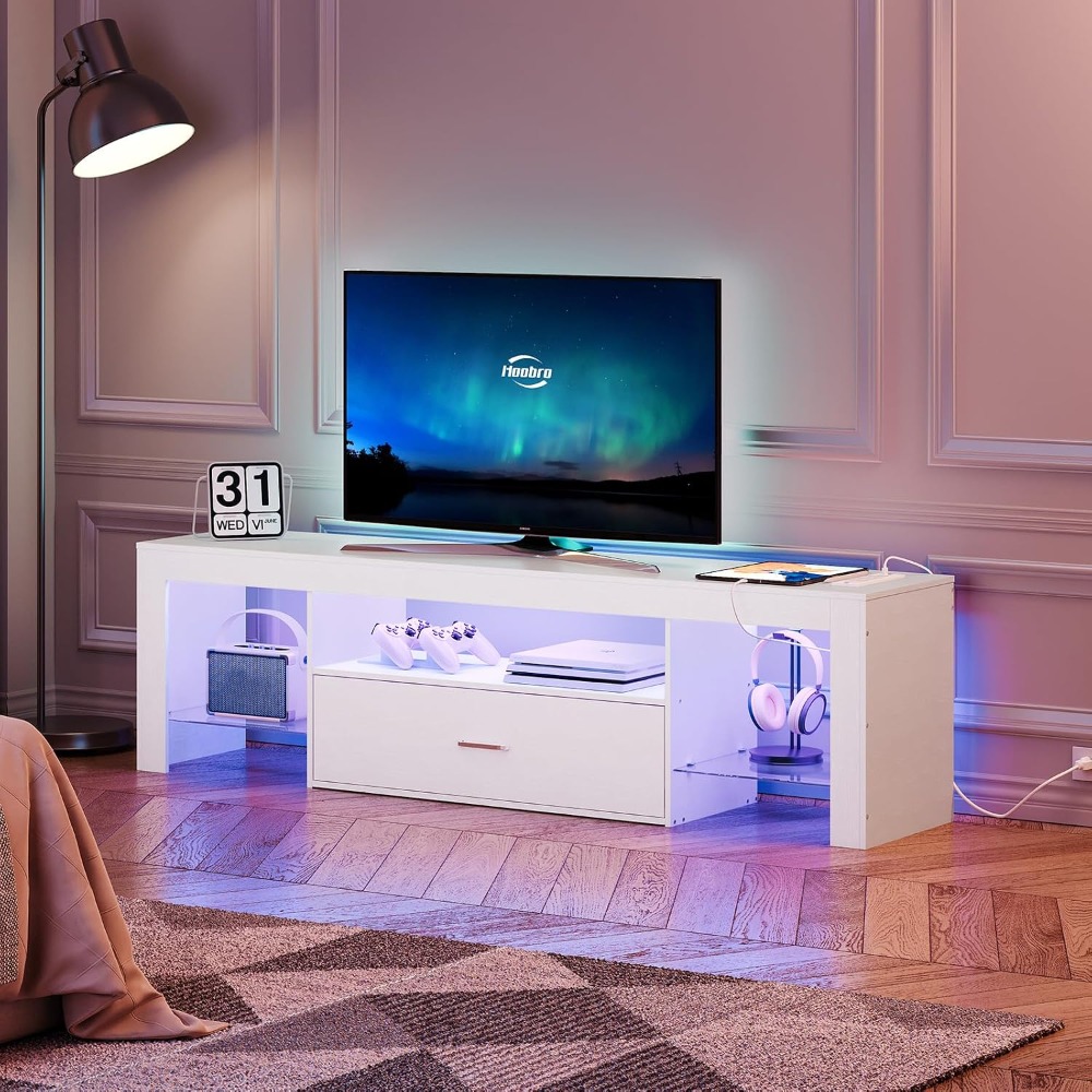 LED TV Stand with Power Outlet - Gaming Console Tv Stand 리뷰 및 가격
