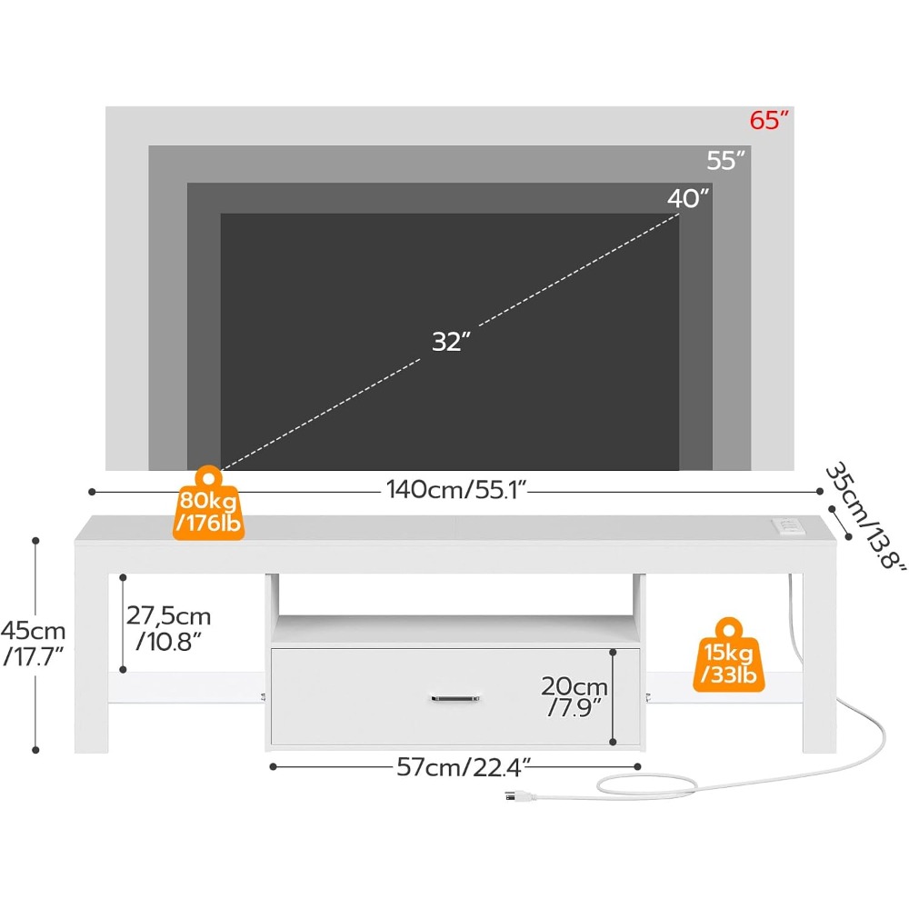 LED TV Stand with Power Outlet - Gaming Console Tv Stand 리뷰 및 가격